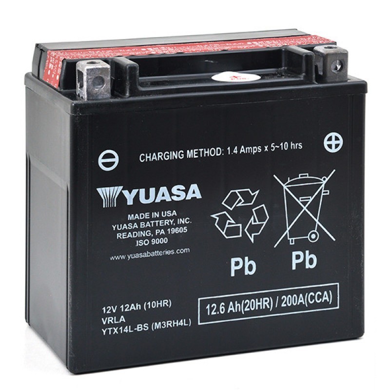 Batterie moto YUASA YTX14L BS 12V 12Ah