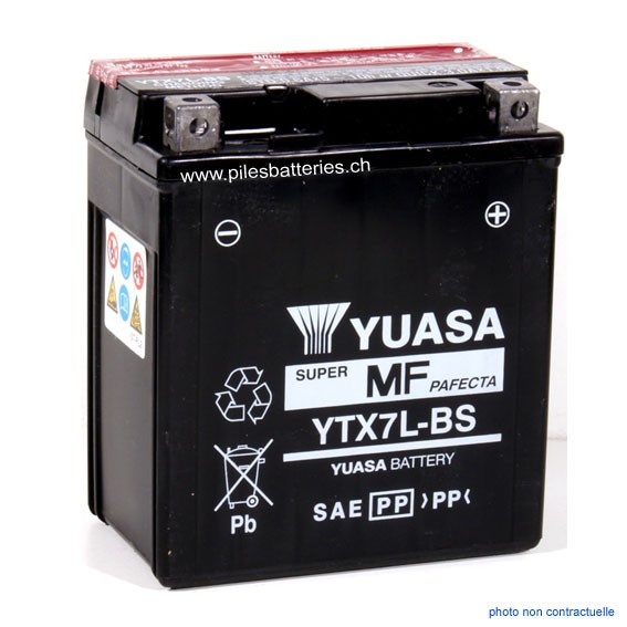 Batterie YUASA YTX7L-BS sans entretien livr/ée avec pack acide